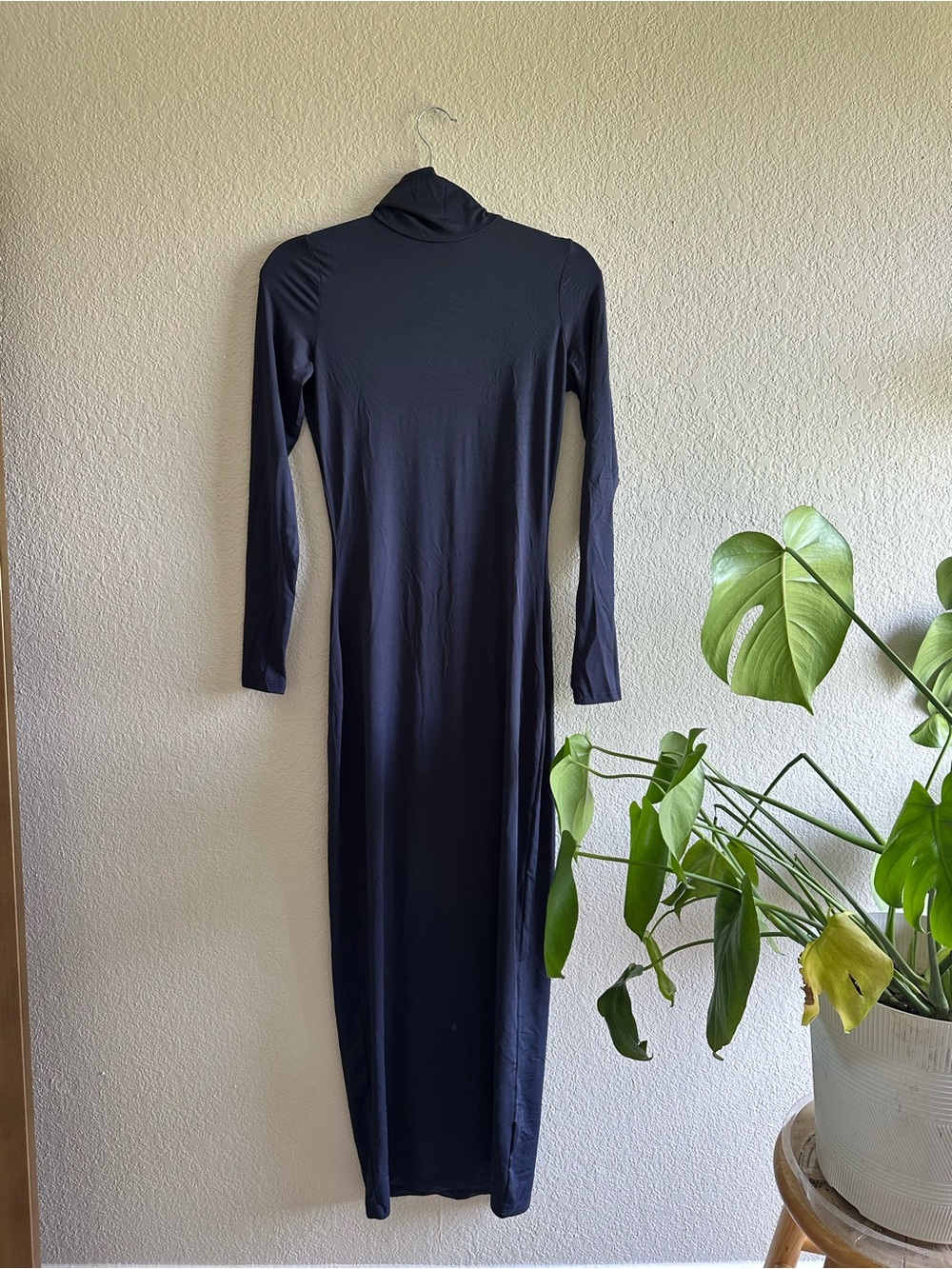 Long Sleeve Black Turtleneck Maxi Dress